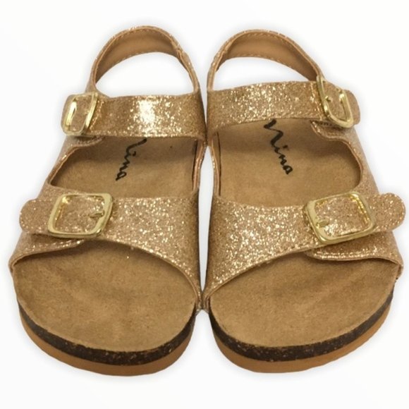 Nina glitter gold sandals Toddler 7 - Picture 1 of 8